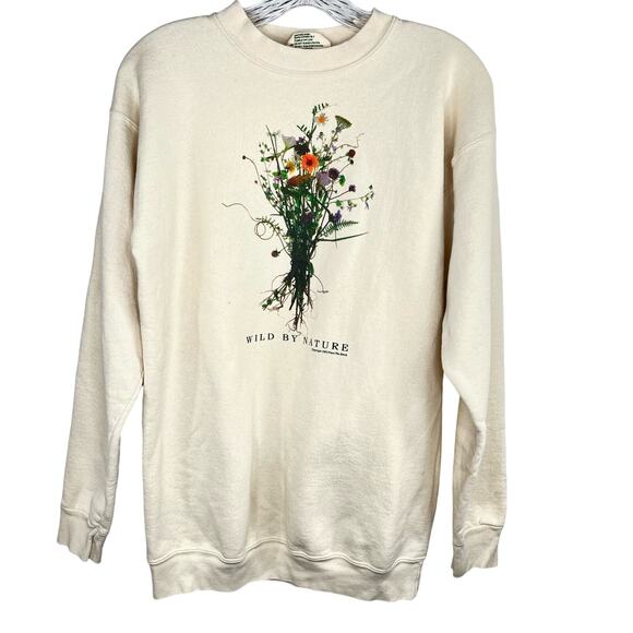 Vintage 1995 Plant The Earth Wild by Nature Cream Flower Sweatshirt M USA Made - Picture 1 of 8